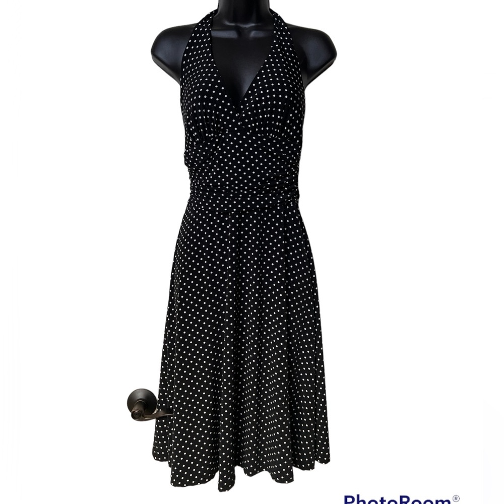 Forever dark navy/white polka dot dress